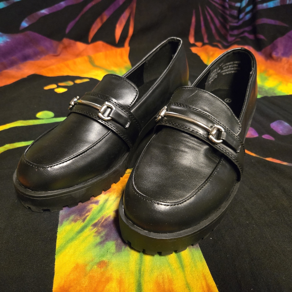 Ardene Black Loafers with Silver Accent